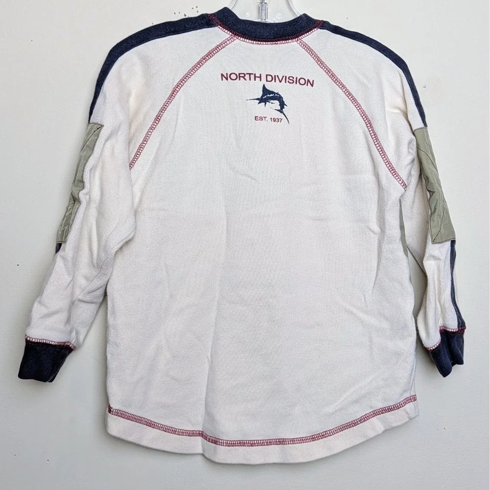 Vintage Gymboree Ahab Fishing Co Fish Henley Rugby 2003 Y2K Shirt Toddler Size 3